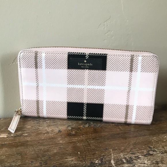 kate spade Handbags - Kate Spade Liggt Pink Plaid Wallet/Clutch 8"x4"